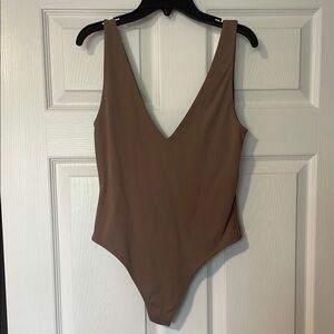 Brown Babaton Deep V Body Suit